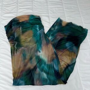 Women’s Summer Strapless Tube Top Dress Side Slit Ruched Bodycon Maxi Dress Vaca